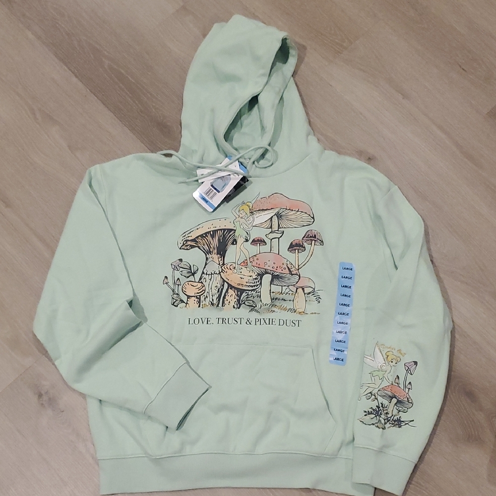 Disney Mint Green Tinker Bell Hoodie WOMENS